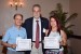 Prof. Andrés Tremante giving Dr. Octavio Henao Álvarez and Dr. Doris Adriana Ramírez Salazar the best paper award certificate of the session "Educación, Cibernética e Informática." The title of the awarded paper is "Una Comunidad Virtual de Aprendizaje sobre Proyectos Pedagógicos Transversales."